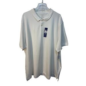 George Men’s Cotton Polo Shirt Color White/Creme Size 3XL‎ NWT